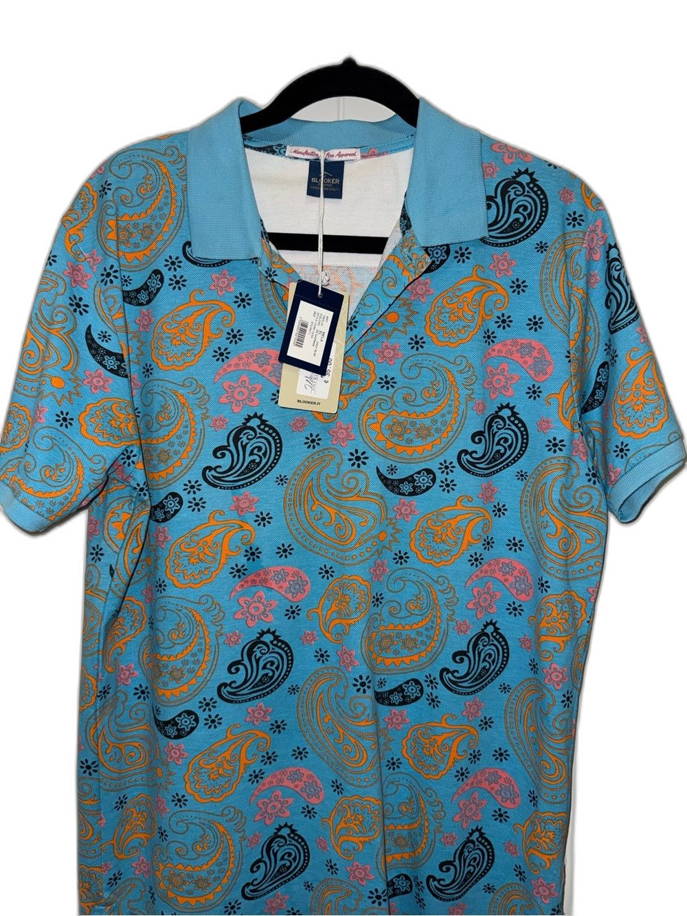 From Italy Blue Paisley Short-Sleeve Polo Shirt - Men